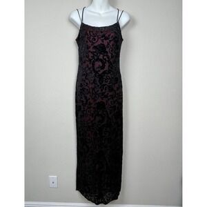 Steppin Out Vtg Velvet Burnout Long Dress 7/8 Whimsigoth Dark Fairy Prom HOCO‎